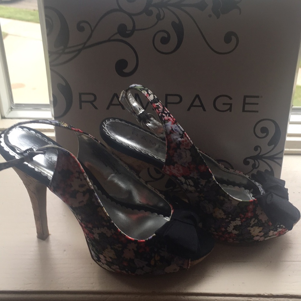 Rampage floral slingback heels